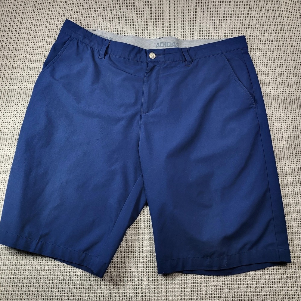 Adidas Shorts Mens 36 Blue Chino Performance Microfiber 10 Inseam Casual Summer